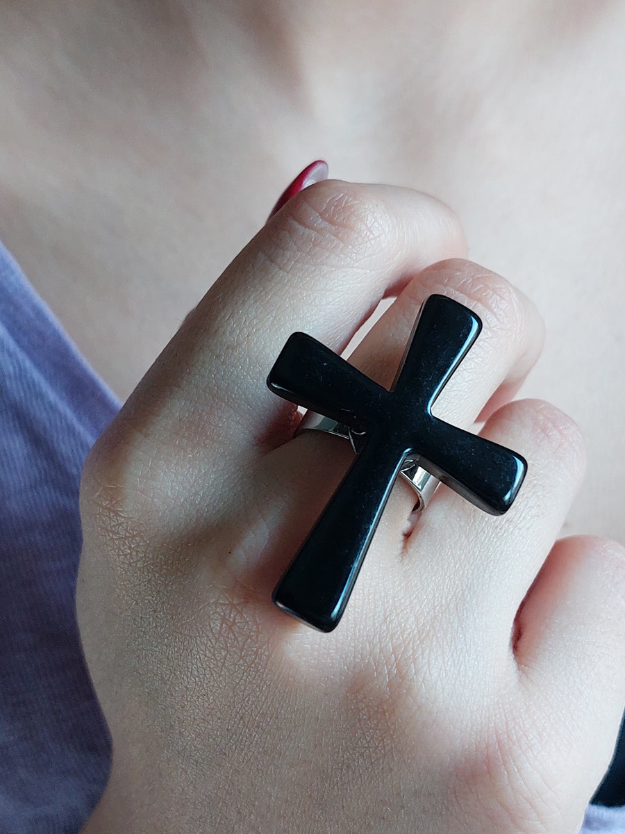 Chevalière Cross De Jerusalem Templier Acciaio Oro Nero - Foto 3