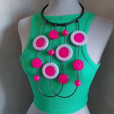 Collana splash grigio chiaro e fuxia