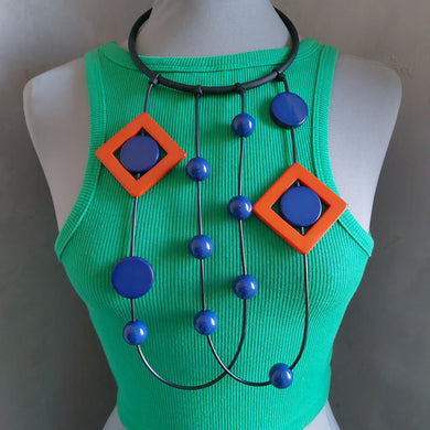 Collana splash arancio e blu