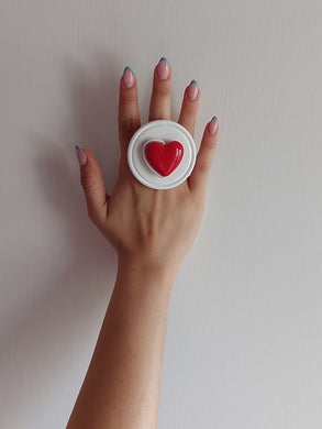 Anello cuore panna 3d