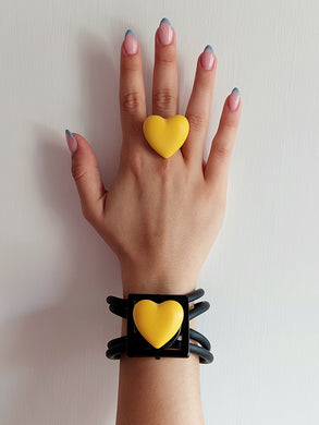 Parure cuore giallo 3d.