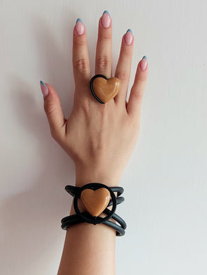 Parure cuore beige cappuccino 3d