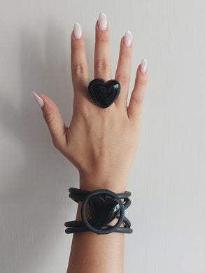 Parure cuore nero 3d