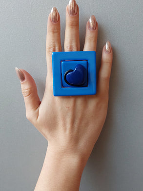 Anello quadro blu 2d