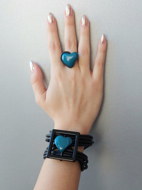 Parure cuore quadro ottanio 2d