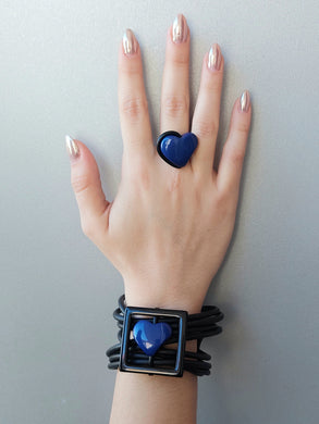 Parure cuore quadro blu 2d