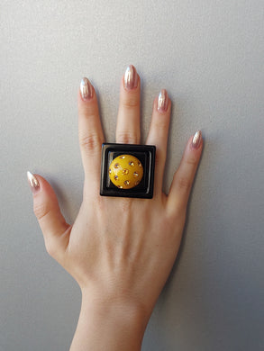 Anello quadro ocra diamond