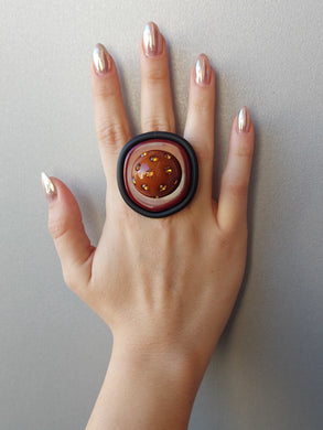 Anello forma irregolare cioccolato brilliant