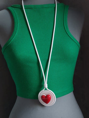 Collana ciondolo cuore cianco e rosso