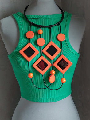 Collana splash arancio e nero