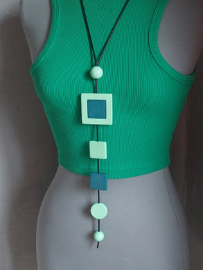 Collana vertebral ottanio e verde acqua marina