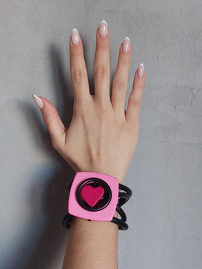 Bracciale rosa e cuore fuxia