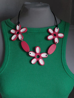 Collana fiore fuxia double face