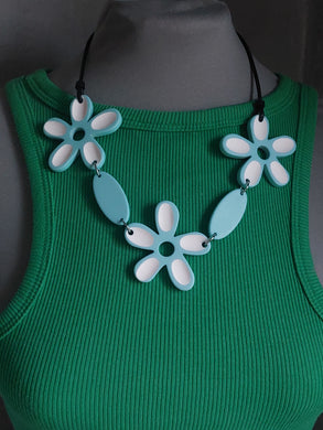 Collana fiore celeste bouble face