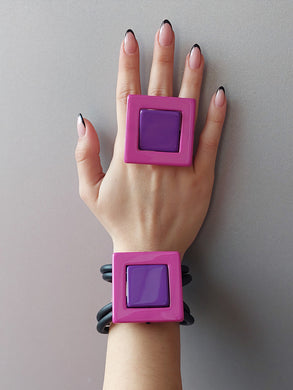 Parure quadro ciclamino e viola