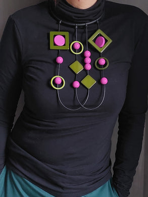 Collana splash verde e ciclamino