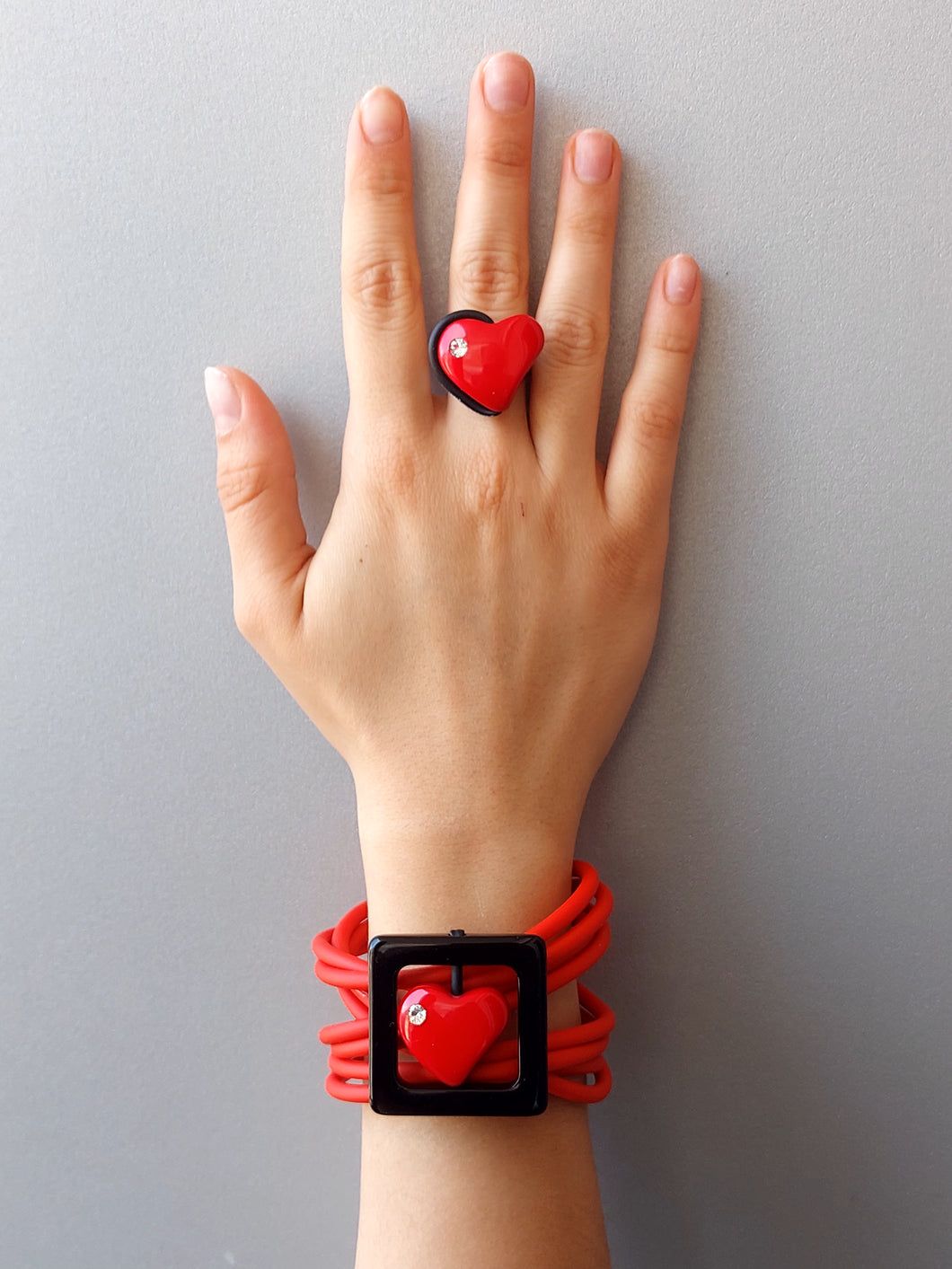 Parure cuore brilliant rosso