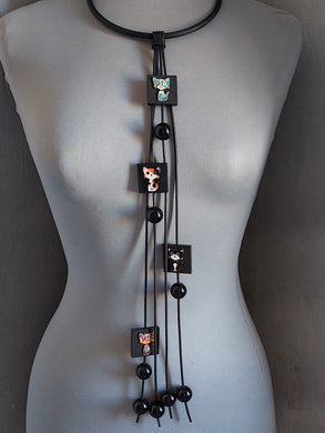 Collana  pendolo 4 gatti al bar