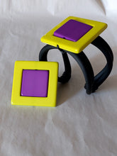 Carica l&#39;immagine nel visualizzatore di Gallery, Parure quadro giallo fluo e viola