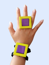 Carica l&#39;immagine nel visualizzatore di Gallery, Parure quadro giallo fluo e viola