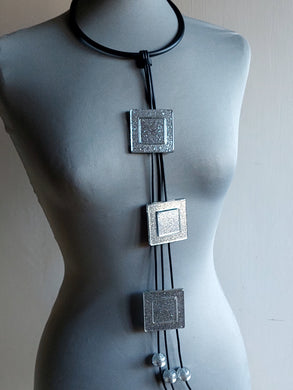 Collana pendolo quadro argento