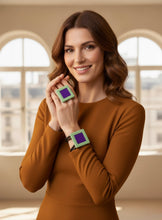 Carica l&#39;immagine nel visualizzatore di Gallery, Parure quadro verde e viola