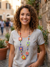 Carica l'immagine nel visualizzatore di Gallery, Collana punto quadro multicolore
