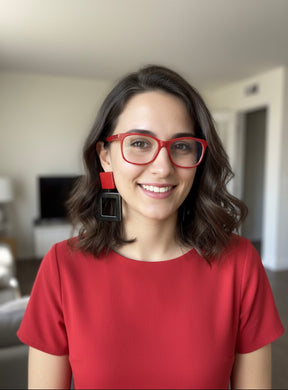 Orecchini punto quadro rosso e nero