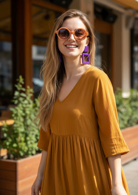 Orecchini punto quadro viola