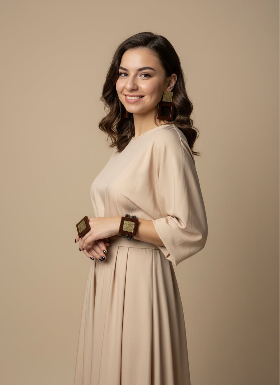 Set quadro marrone e oro glitter