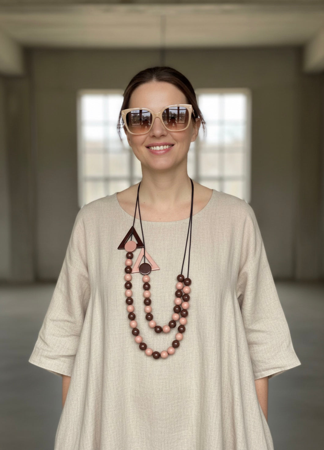 Collana inversione di marcia rosa antico e marrone