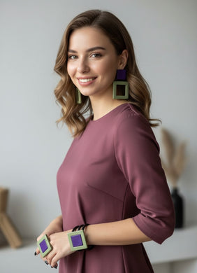 Set quadro verde e viola