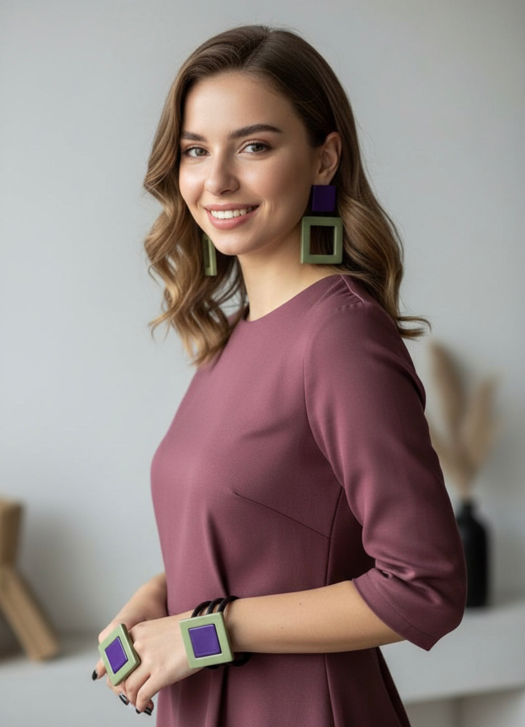 Set quadro verde e viola