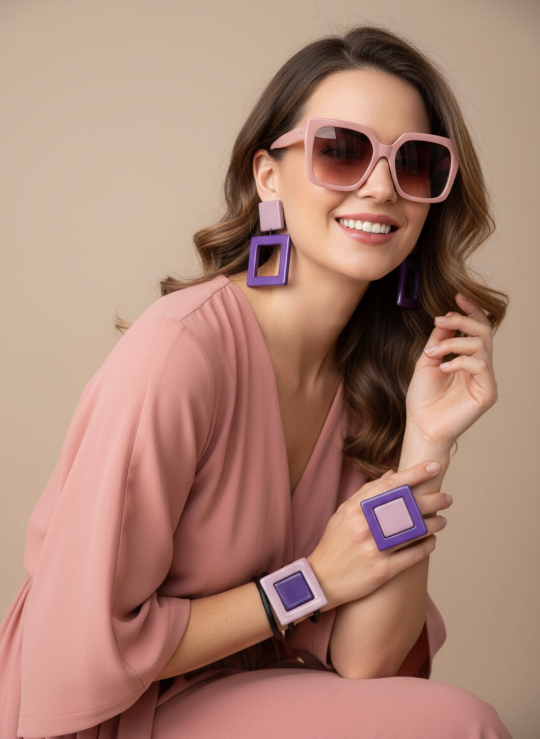 Set quadro viola e rosa antico