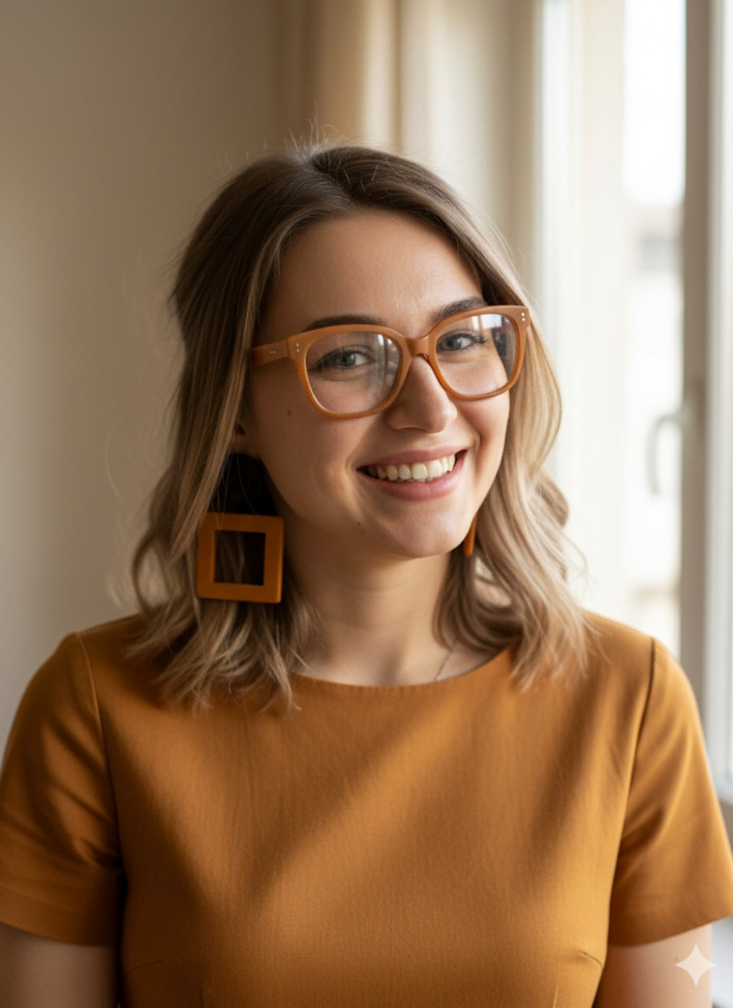 Orecchini punto quadro nero e ocra