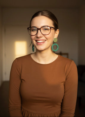 Orecchini punto anello verde