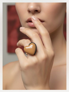 Anello cuore 3d cappuccino