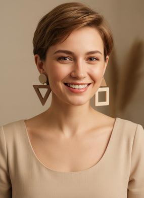 Orecchini gemelli diversi beige e avorio