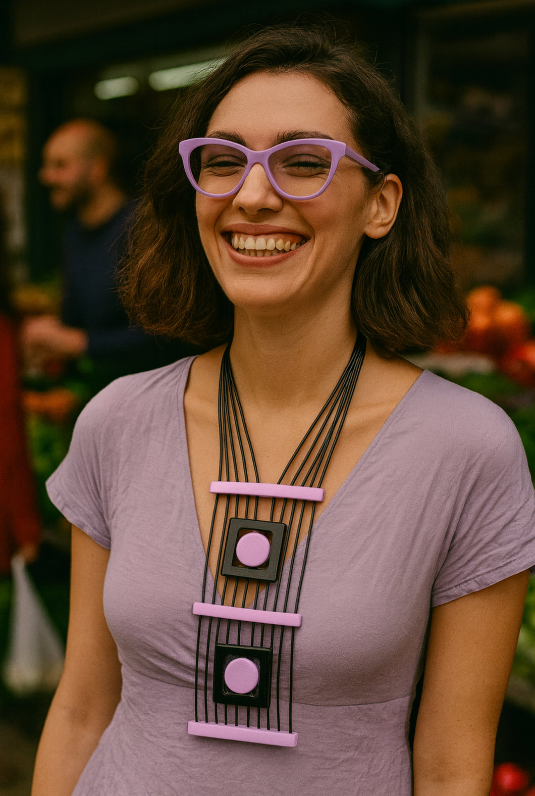 Collana mini pica lilla e nero