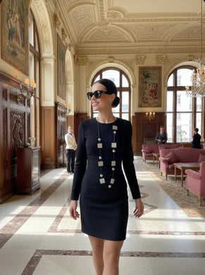 Collana punto e virgola argento glitter