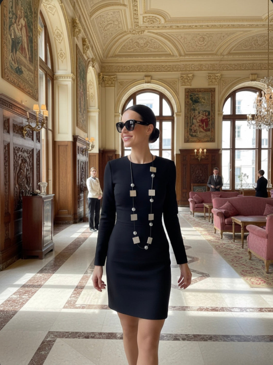 Collana punto e virgola argento glitter