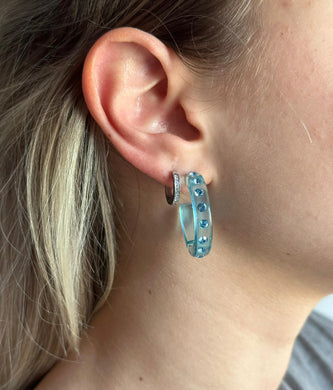 Orecchino acqua marina trasparente