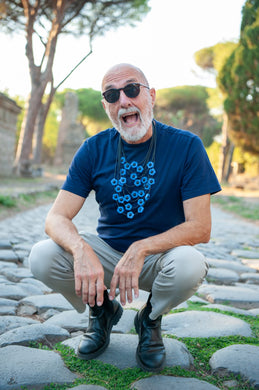 Collana Noodles flowers blu