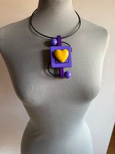 Carica l'immagine nel visualizzatore di Gallery, Collana Slim cuore giallo e indaco