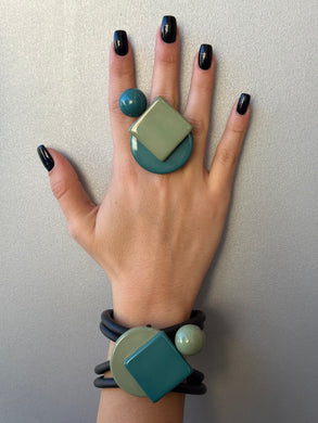 Parure scacco matto verde e pistacchio