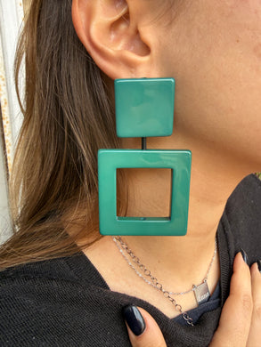 Orecchini punti quadro verde