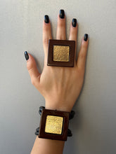 Carica l&#39;immagine nel visualizzatore di Gallery, Parure quadro marrone e oro glitter