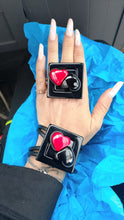 Carica l&#39;immagine nel visualizzatore di Gallery, Parure quadro cuore nero e rosso 2d brilliant