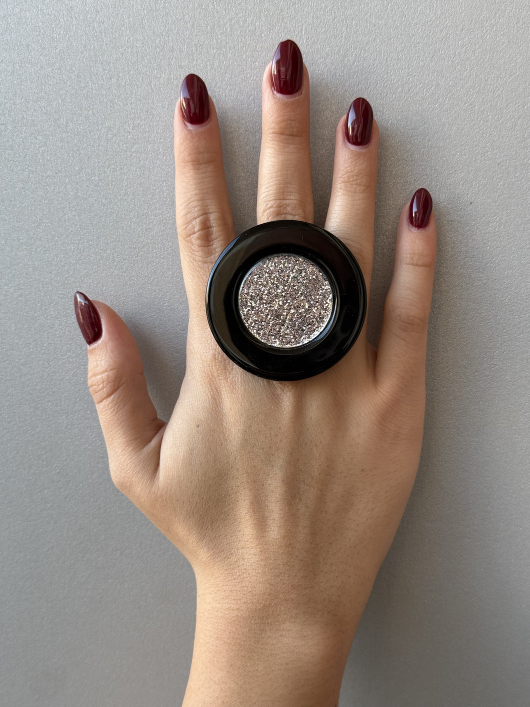 Anello Saturn silver glitter