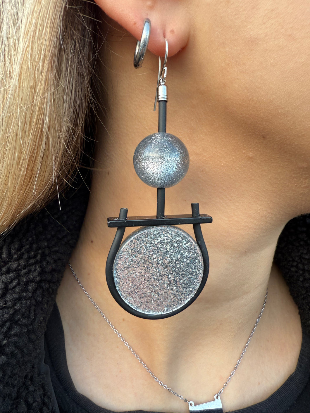 Orecchini route 66 argento glitter